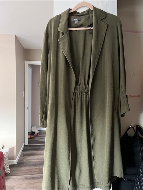 Primark Jackets & Blazers - Primark Olive Lightweight Open-Front Duster